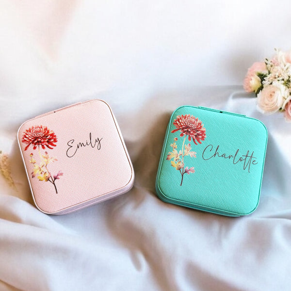 Birth Flower jewellery Box | Travel Jewellery Box | Gifts for her | Bridesmaid Gifts |