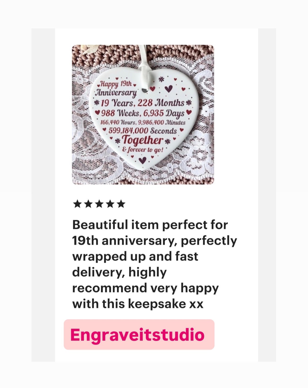 10th Year Anniversary Ceramic Keepsake Ornament | Anniversary gift | Wedding Anniversary | Milestone