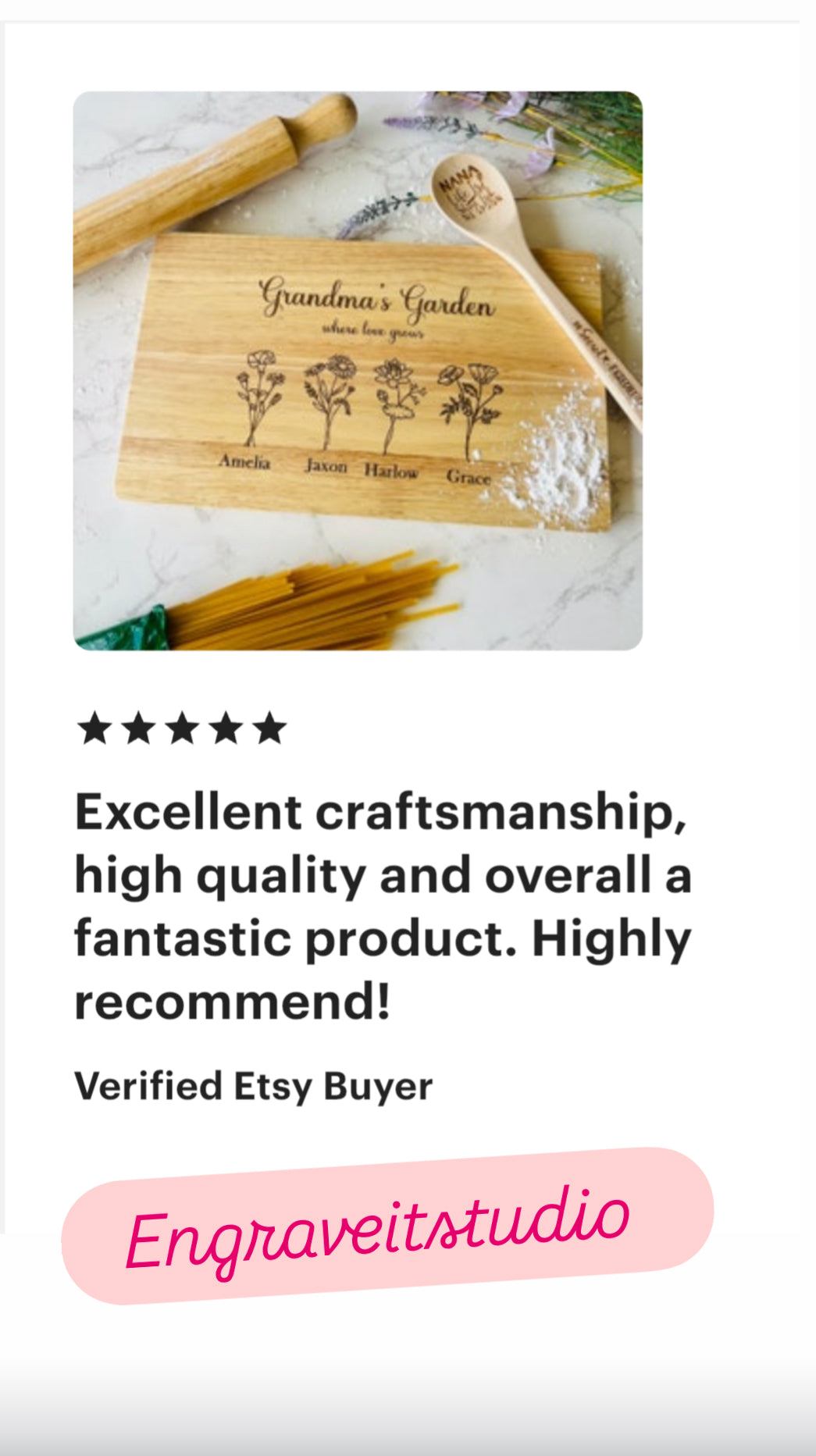 Personalised birth flower wood engraved chopping board | gifts for mum | Gifts for grandma | Mother's Day