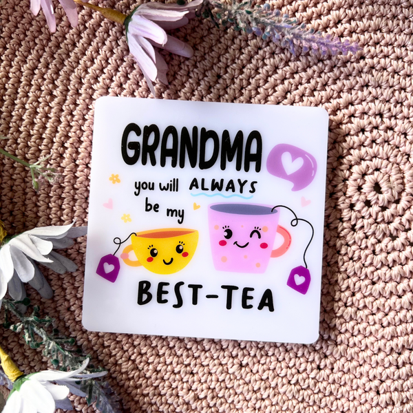 Best Tea Acrylic coasters great gift idea for mum or grandma