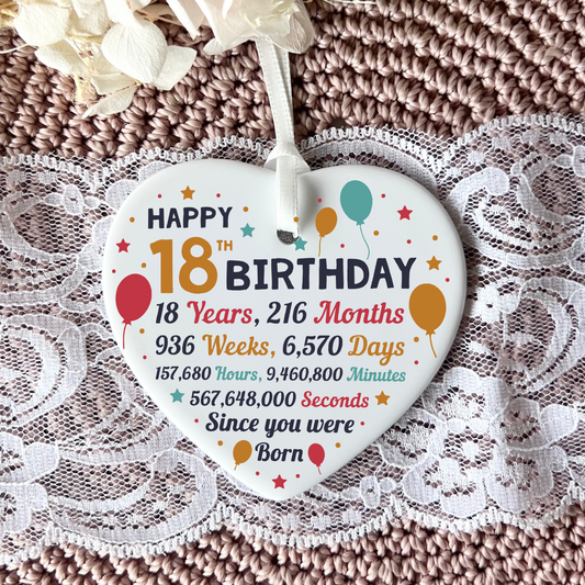 Personalised 18th Birthday Ceramic Heart – Unique Keepsake Special 18th Birthday Gift (Copy)