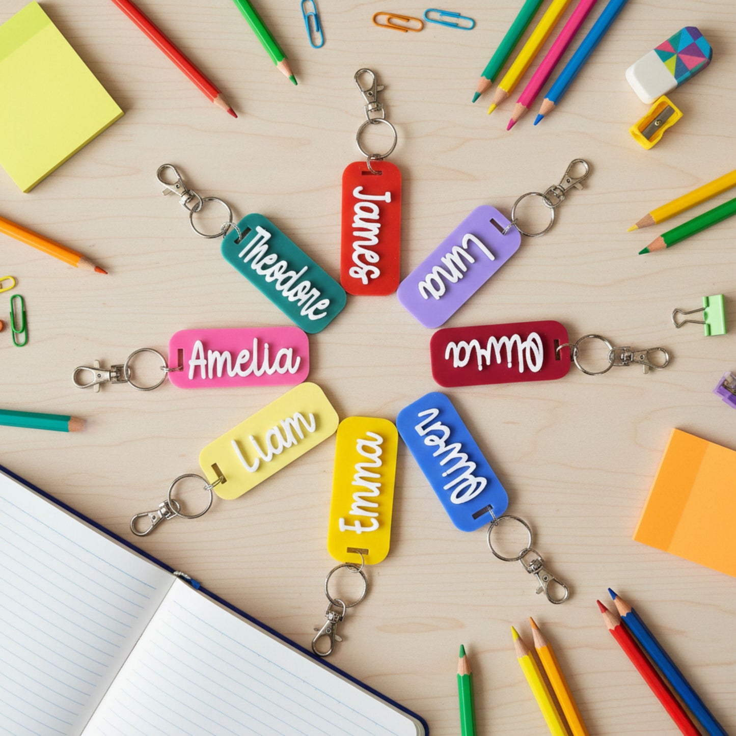 Personalised Acrylic Name Keychain – 3D Kids Bag Tag, Back to School