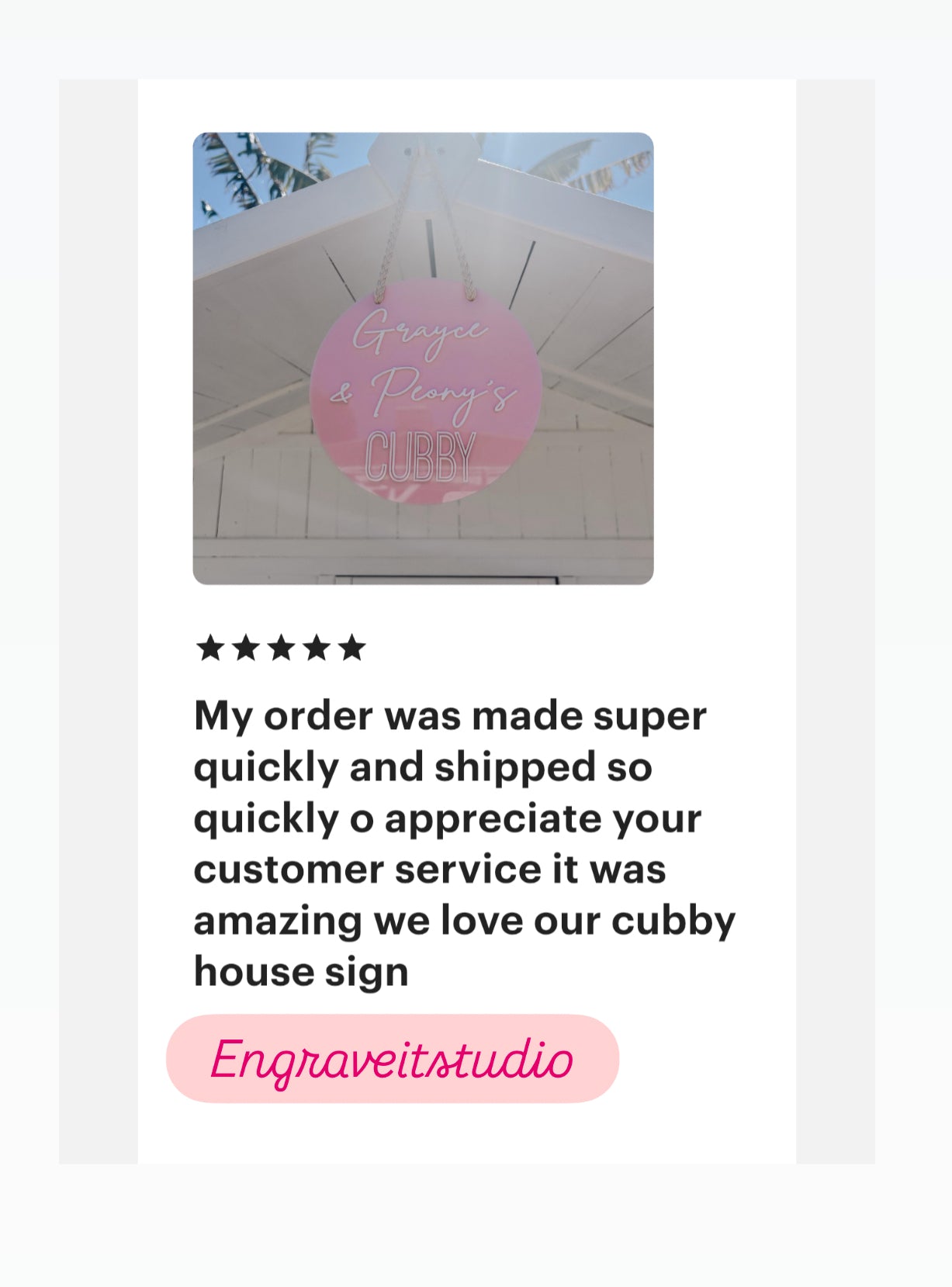 Personalised Cubby House sign Acrylic