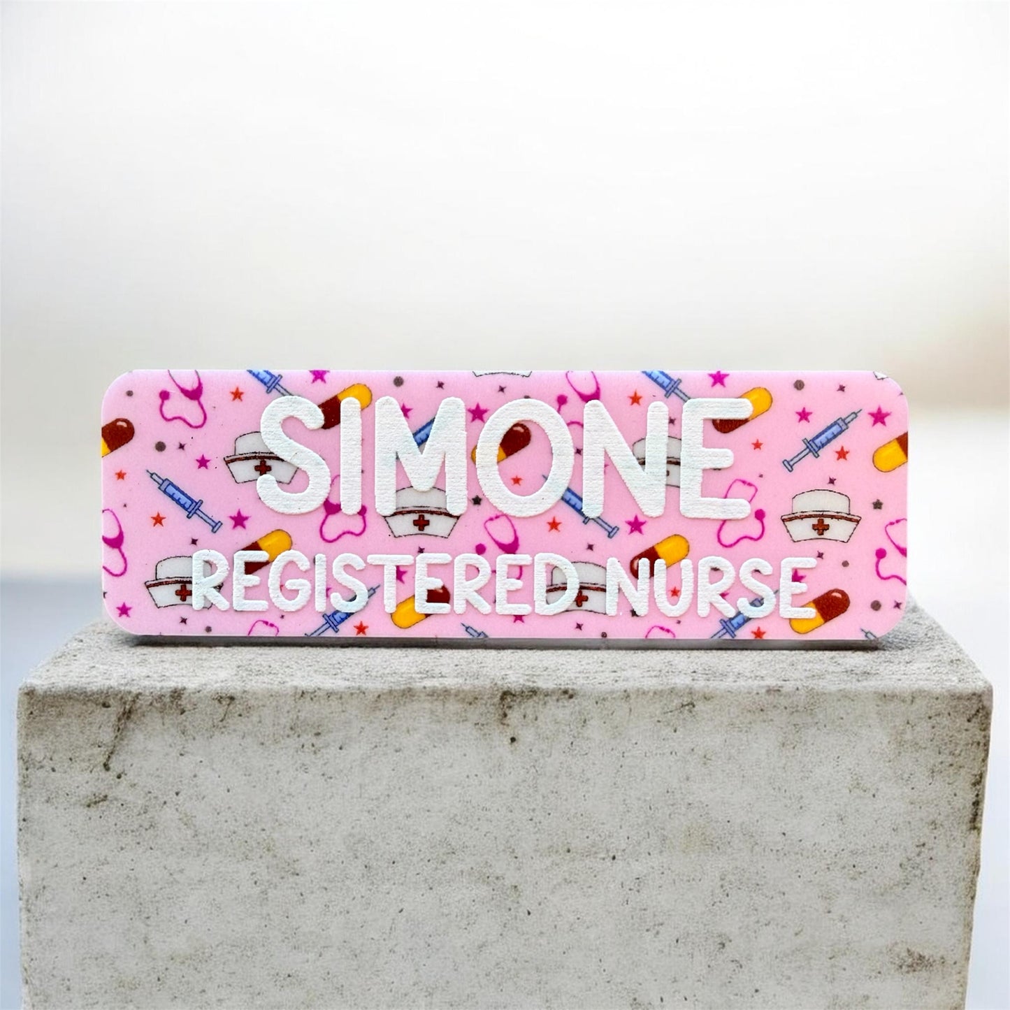 Personalised UV Printed Acrylic Name Badge | Custom Healthcare ID Tag