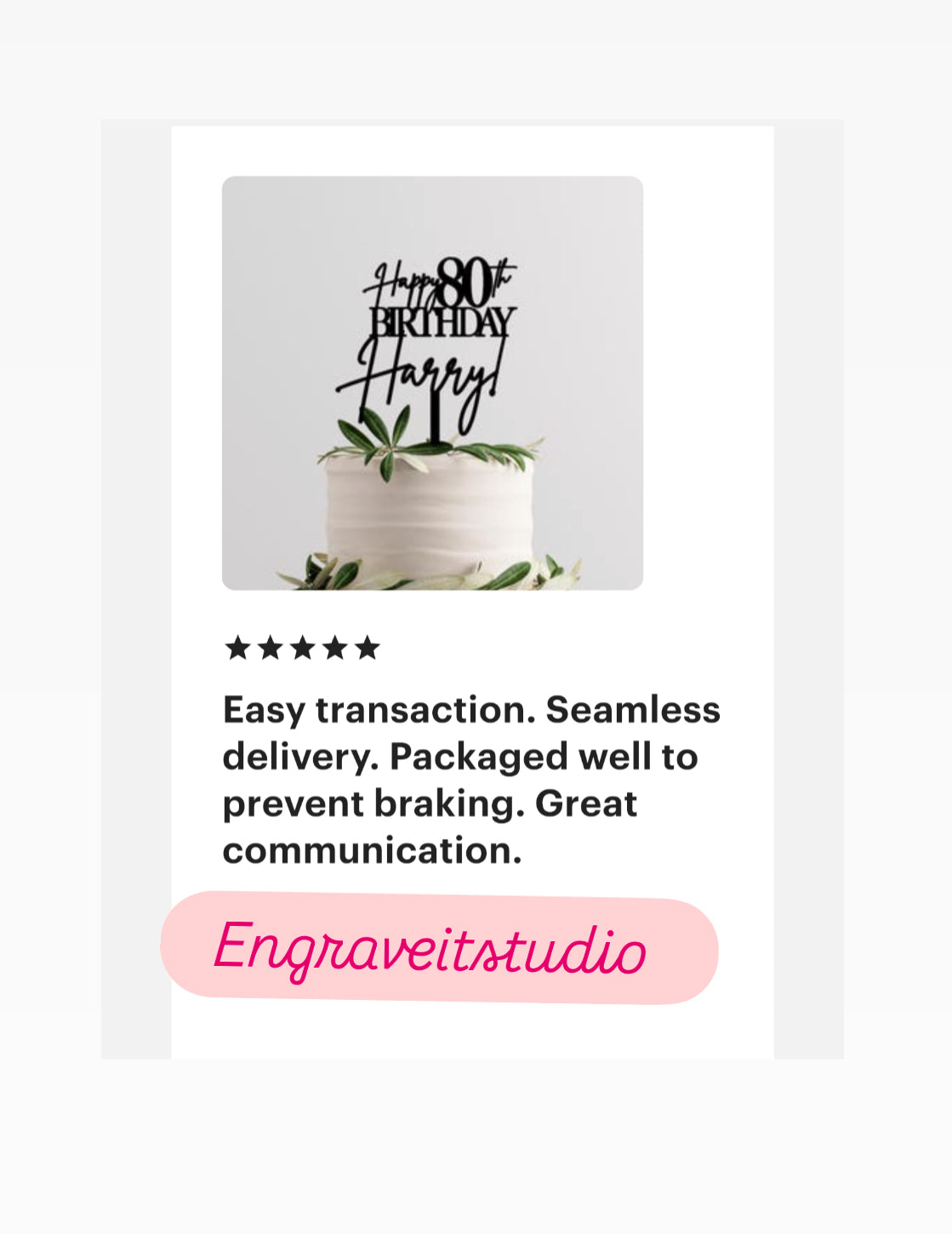 Personalised 80th Birthday Cake Topper – Custom Acrylic Cake Decoration