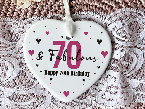 70th Birthday, Ceramic Keepsake, Heart-Shaped Gift, Seventy Years, Milestone Birthday, Birthday Gifts, Personalised Keepsake, Anniversary Gift, Celebration Gift, Thoughtful Gesture, Keepsake Memory, Unique Gift Idea, Cherished Keepsake, Special Occasion, Heartfelt Present