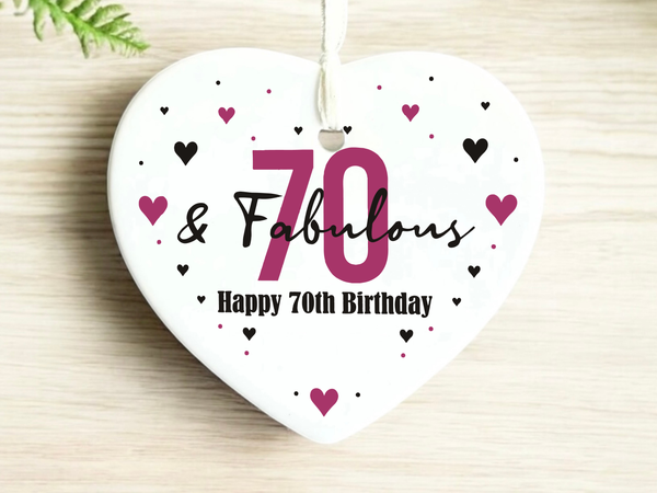 70th Birthday, Ceramic Keepsake, Heart-Shaped Gift, Seventy Years, Milestone Birthday, Birthday Gifts, Personalised Keepsake, Anniversary Gift, Celebration Gift, Thoughtful Gesture, Keepsake Memory, Unique Gift Idea, Cherished Keepsake, Special Occasion, Heartfelt Present