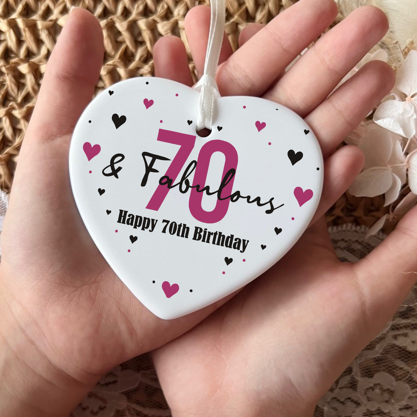 70th Birthday, Ceramic Keepsake, Heart-Shaped Gift, Seventy Years, Milestone Birthday, Birthday Gifts, Personalised Keepsake, Anniversary Gift, Celebration Gift, Thoughtful Gesture, Keepsake Memory, Unique Gift Idea, Cherished Keepsake, Special Occasion, Heartfelt Present