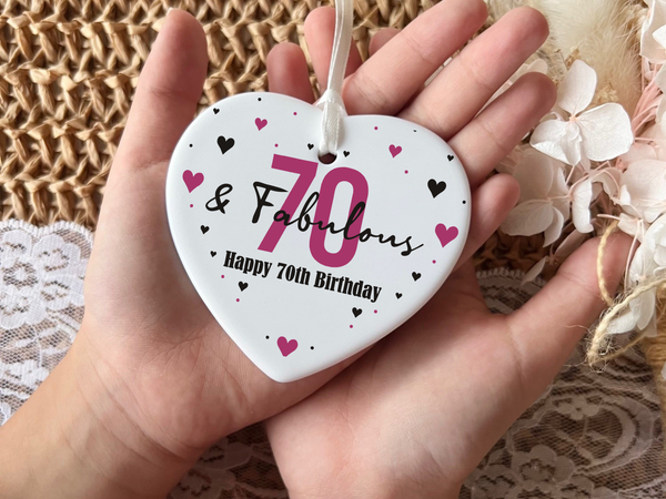 70th Birthday, Ceramic Keepsake, Heart-Shaped Gift, Seventy Years, Milestone Birthday, Birthday Gifts, Personalised Keepsake, Anniversary Gift, Celebration Gift, Thoughtful Gesture, Keepsake Memory, Unique Gift Idea, Cherished Keepsake, Special Occasion, Heartfelt Present