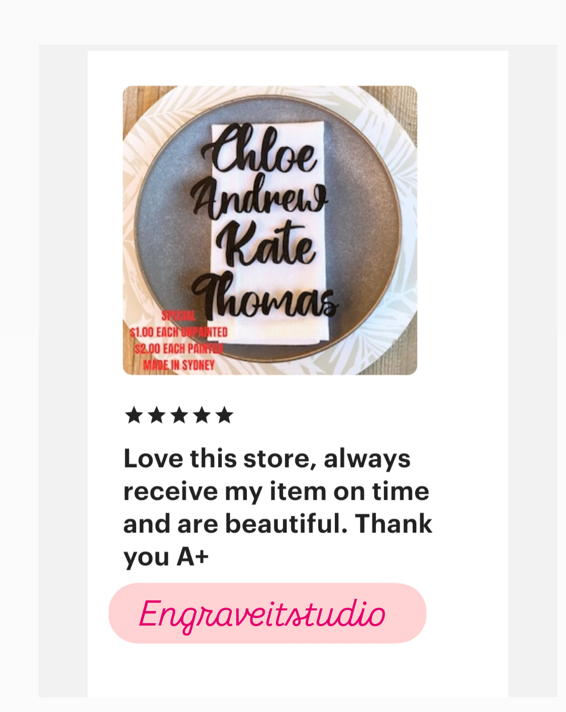 Wooden name place card table settings