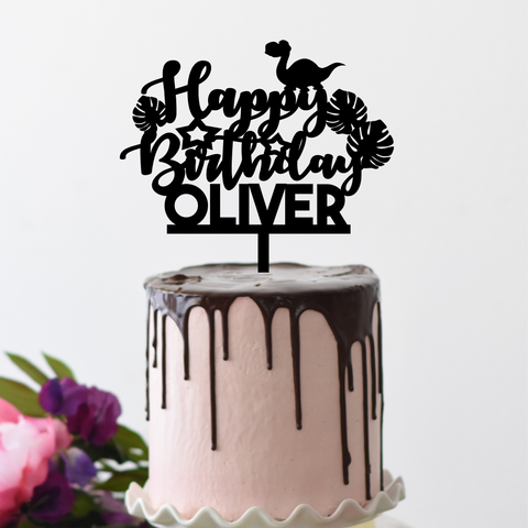 Dinosaur Birthday Cake Topper Personalised Acrylic or Wood