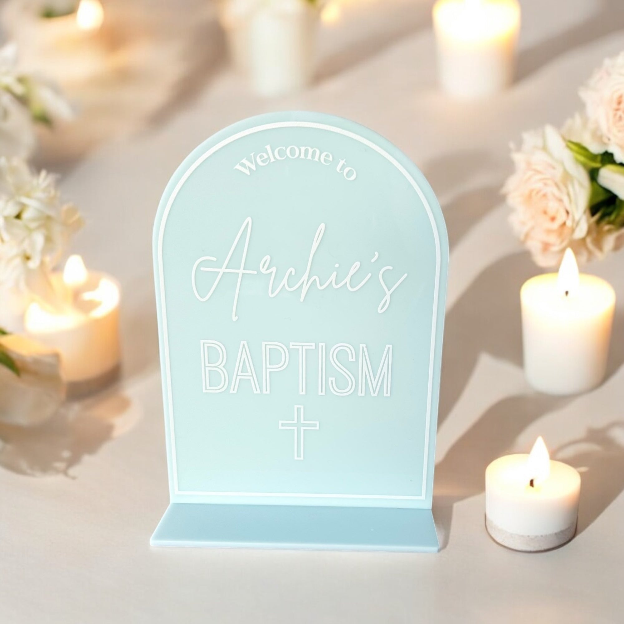 Baptism Welcome Table Sign Acrylic Personalised