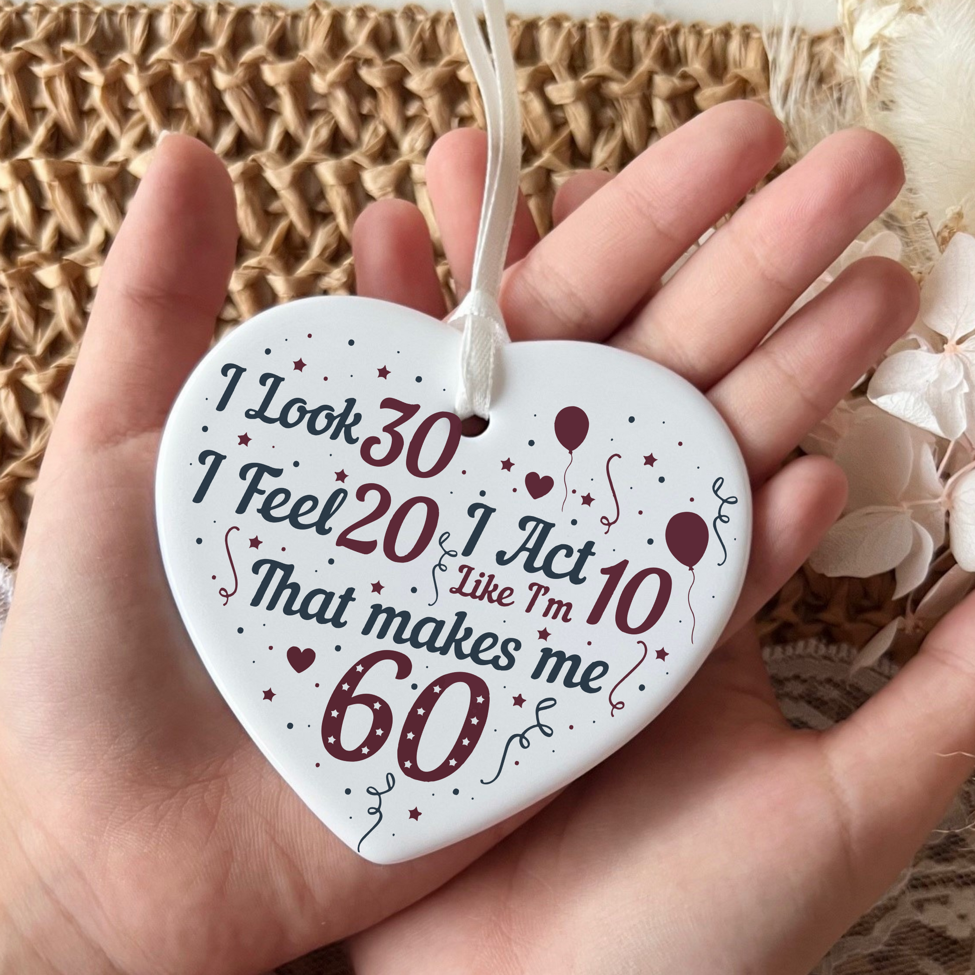 60th Birthday  
Ceramic Keepsake  
Heart-Shaped Gift  
Sixty Years  
Milestone Birthday  
Birthday Gifts  
Personalized Keepsake  
Anniversary Gift  
Celebration Gift  
Thoughtful Gesture  
Keepsake Memory  
Unique Gift Idea  
Cherished Keepsake