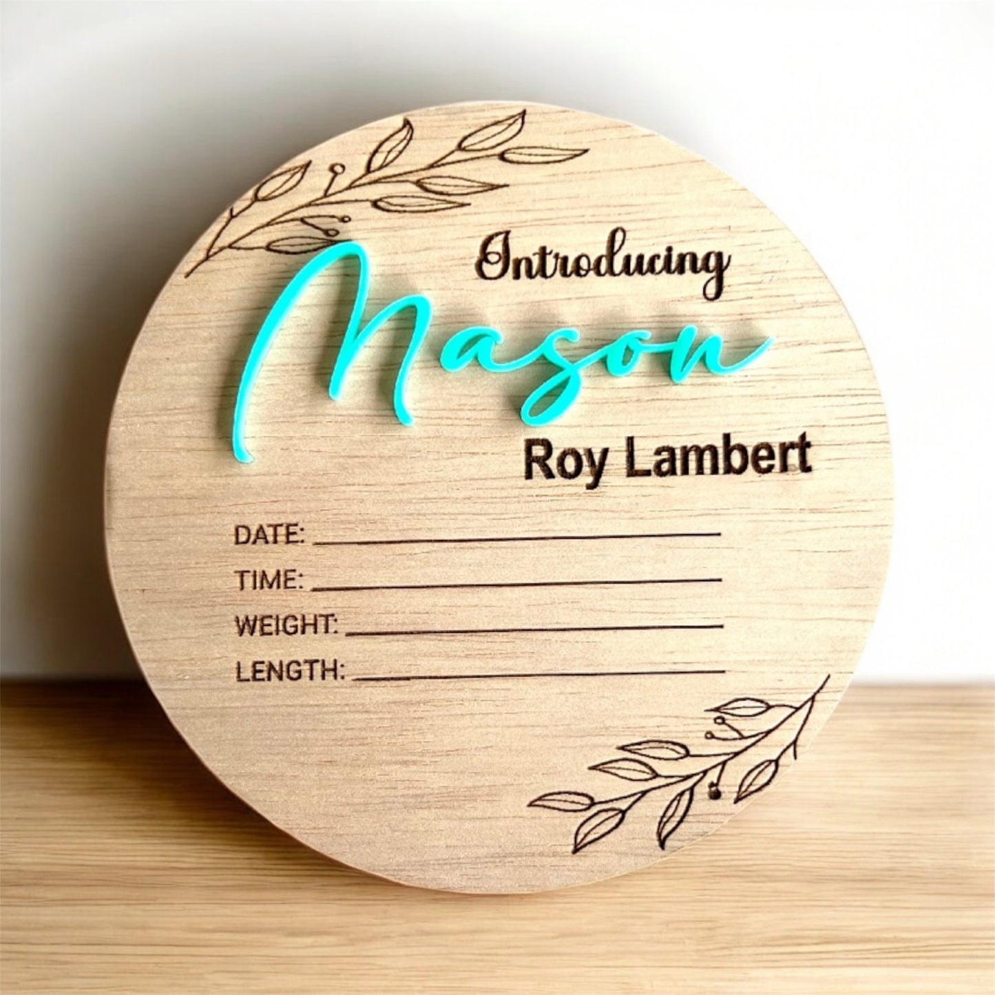 Wooden Birth announcement plaque 3D with acrylic name | Hospital Sign