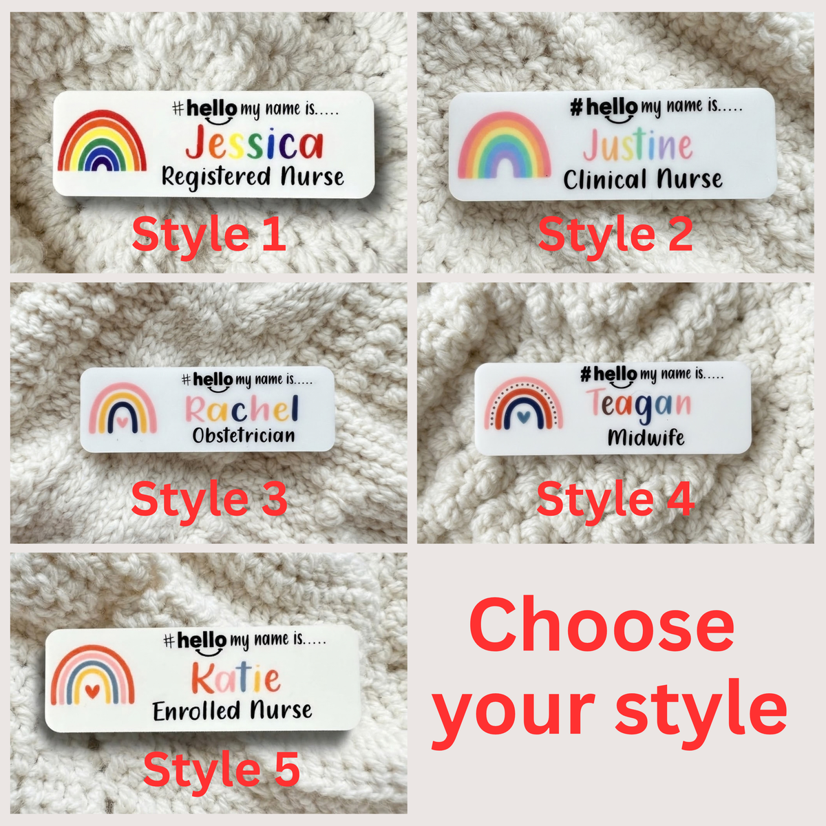 Custom Rainbow Name Tag – Personalised Nurse Badge