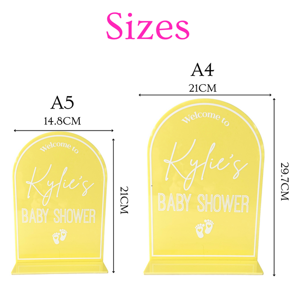 Baby Shower Welcome Table Sign Acrylic Personalised