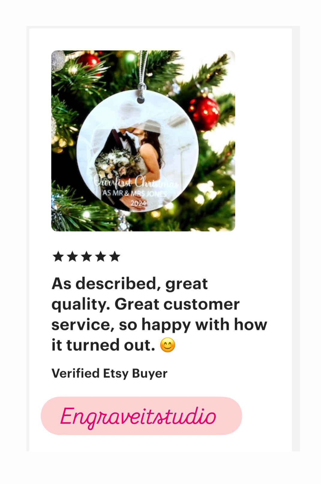 First Christmas as Mr and Mrs Ornament Personalised |  First Christmas Married Photo Ornament Keepsake | Gifts for newlyweds |