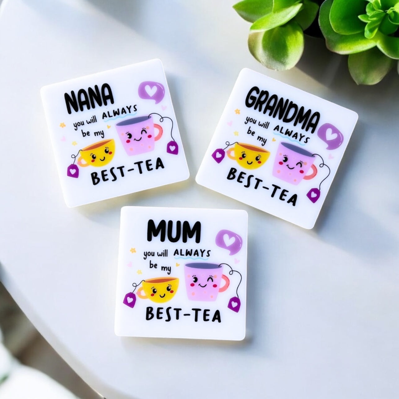 Best Tea Acrylic coasters great gift idea for mum or grandma