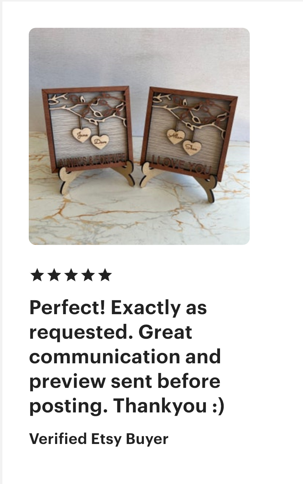 Couples Personalised engraved heart frames with mini easel