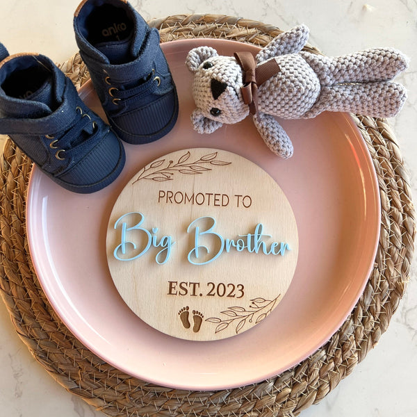 Big Brother announcement plaque 20cm | Big Sister photo prop | Surprise reveal announcement Sign | Promoted to Big Sister | Promoted to Big Brother