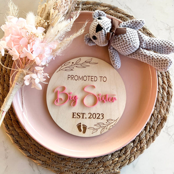 Big Brother announcement plaque 20cm | Big Sister photo prop | Surprise reveal announcement Sign | Promoted to Big Sister | Promoted to Big Brother