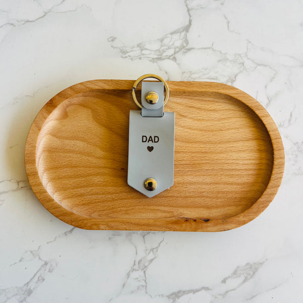 Personalised leather photo key ring engraved for Dad