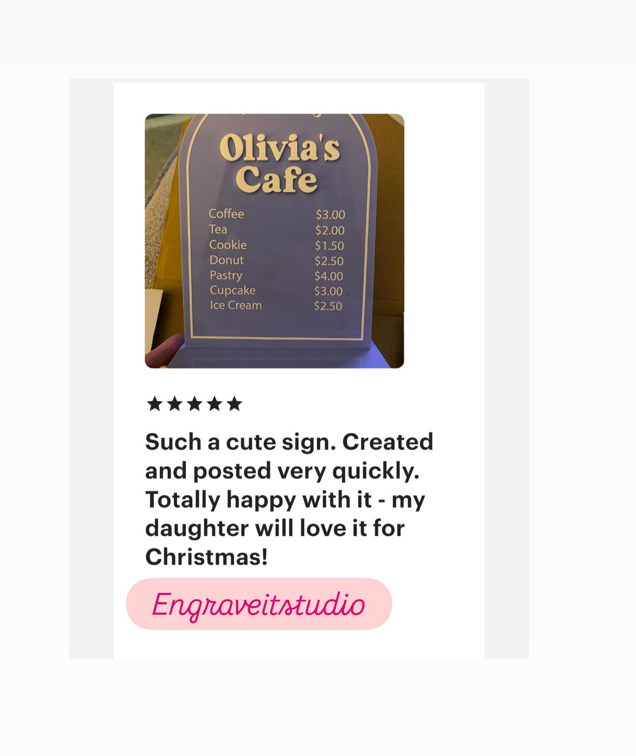 Kids Playhouse cafe menu board Acrylic Arch