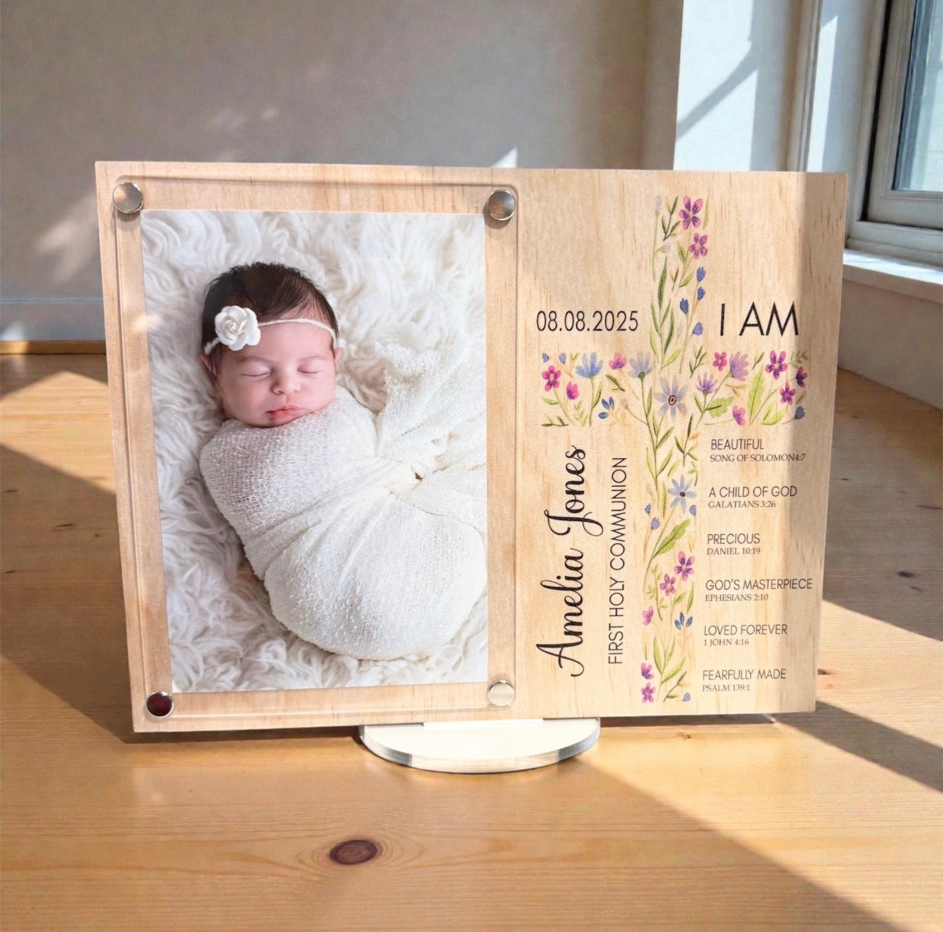 Personalised Baptism, Christening Photo, Holy Communion Gift, Baby Baptism Frame, Christian Baby Gift, Bible Verse Frame, Engraved Baptism, Custom Christening, Religious Keepsake, Baptism Keepsake, Personalised Baby, Communion Photo, gift ideas
