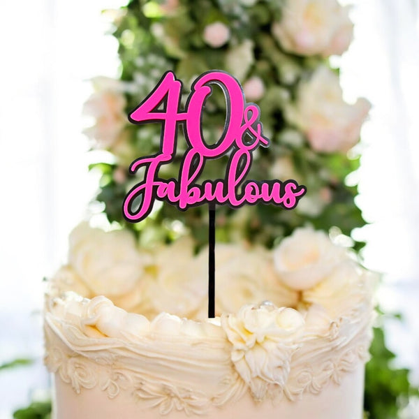 40 & Fabulous double layer cake topper Acrylic