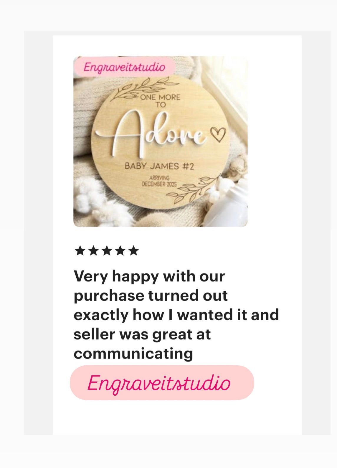 One more to adore baby announcement 15cm | 3D | New Baby | Baby Reveal | Announcement Plaque | New Mum |  Expecting Parents | Wood Baby Sign