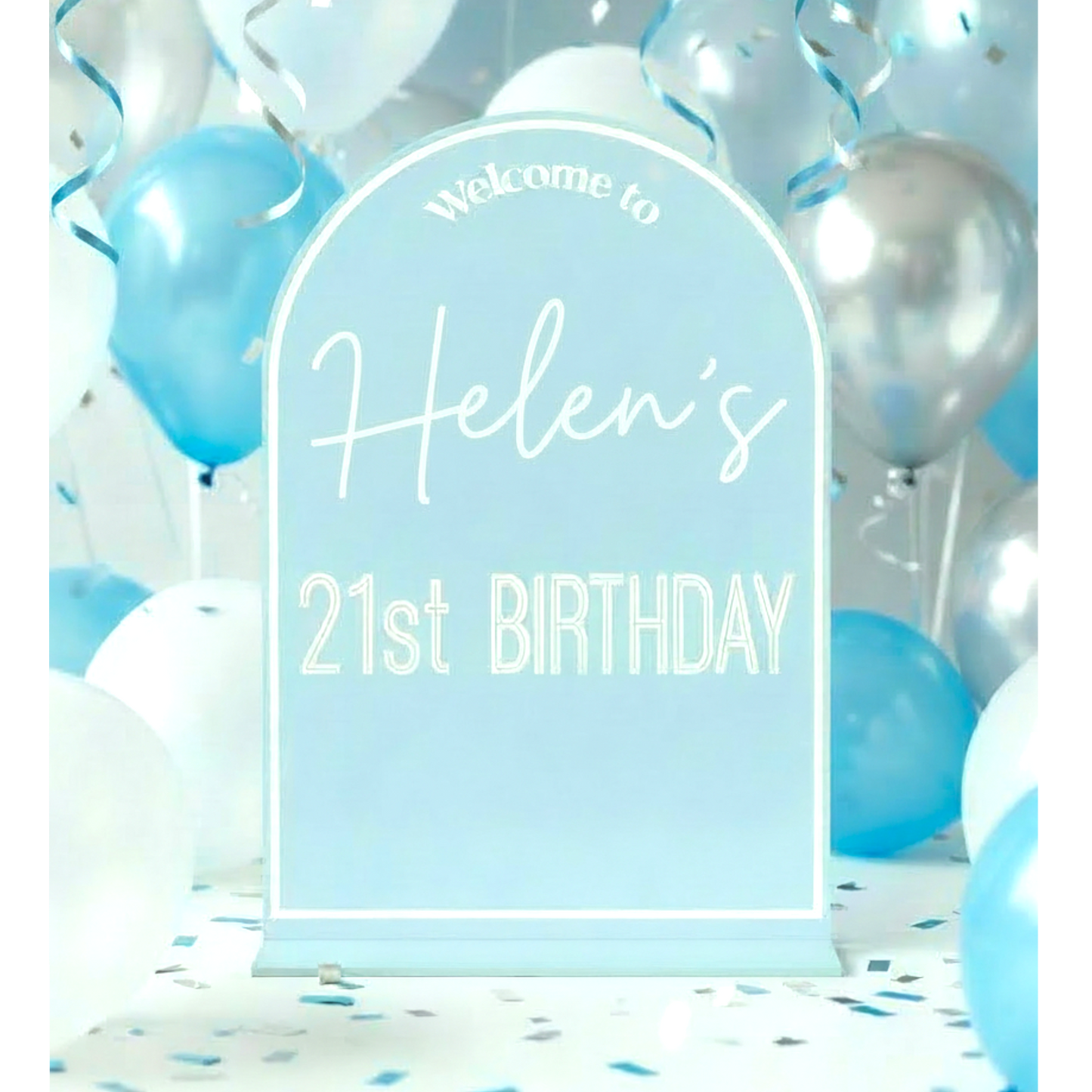 21st Birthday Arch Welcome Sign – Custom Acrylic Party Decor for Birthday Celebration