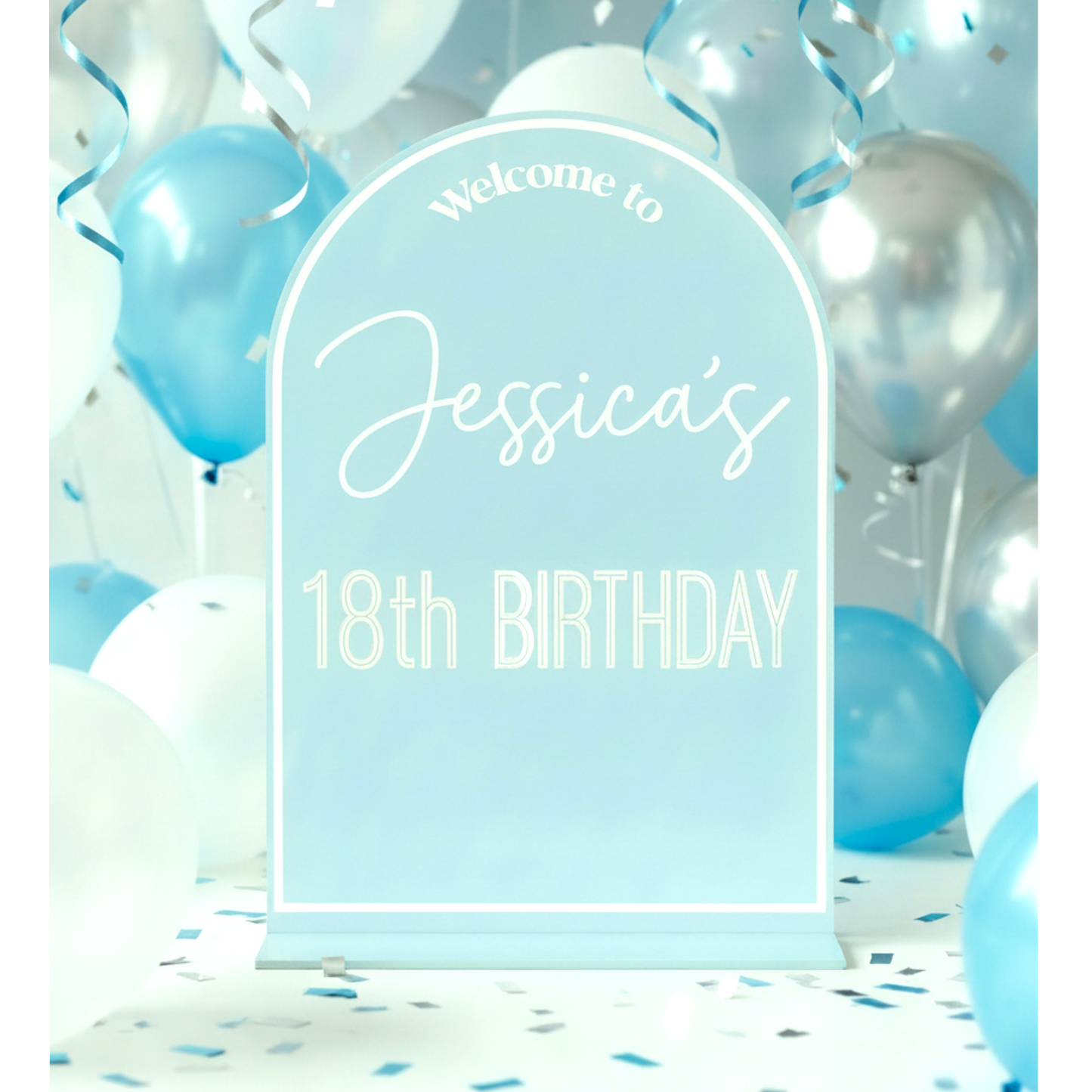 18th Birthday Arch Welcome Sign – Custom Acrylic Party Decor for Birthday Celebration
