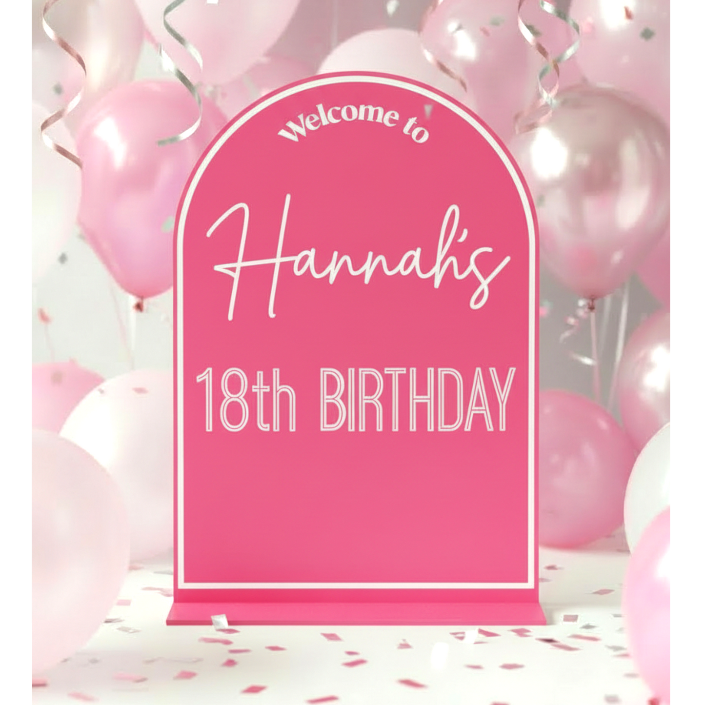 18th Birthday Arch Welcome Sign – Custom Acrylic Party Decor for Birthday Celebration