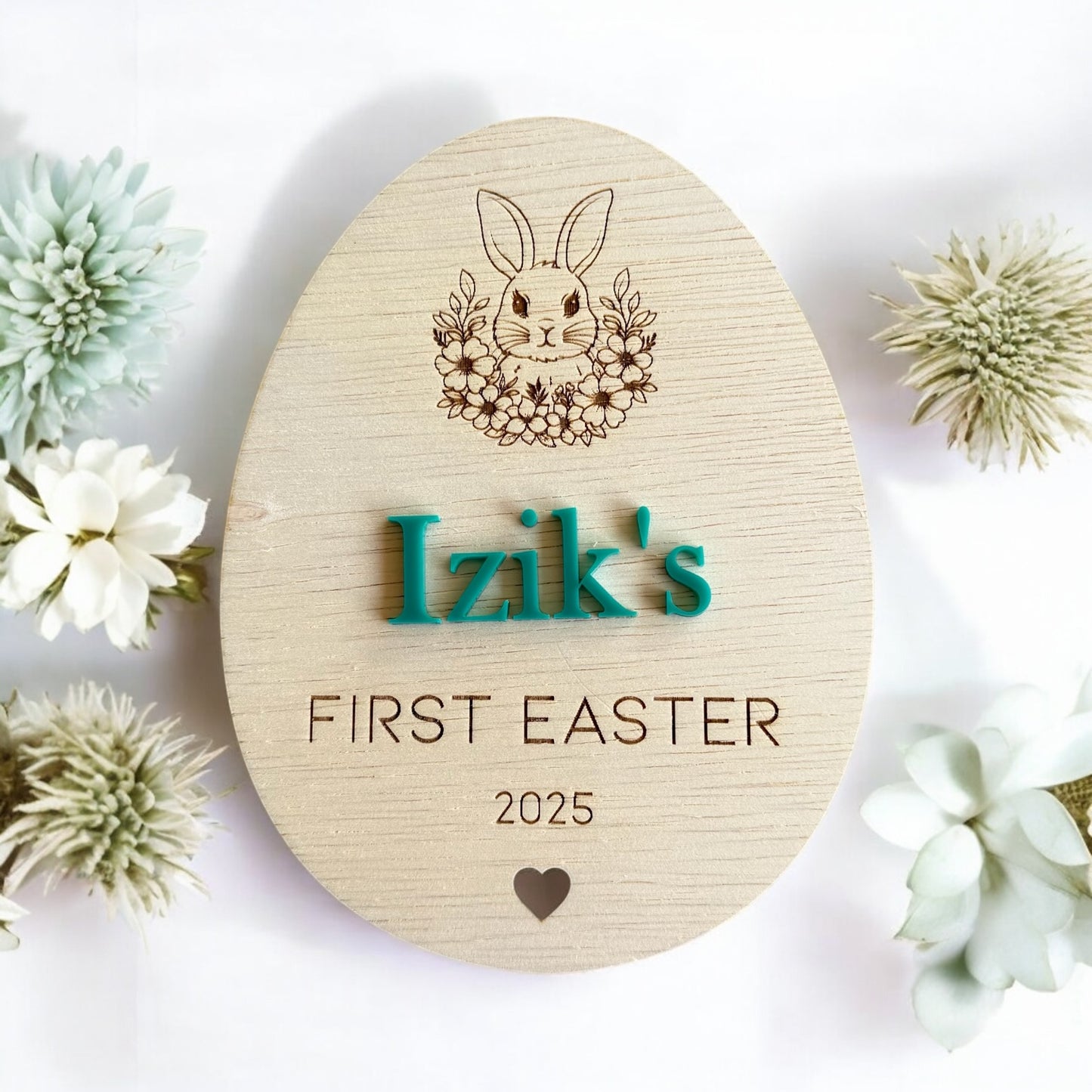 Personalised Easter Photo Prop Egg Wood Engraved 3D Photo plaque Keepsake