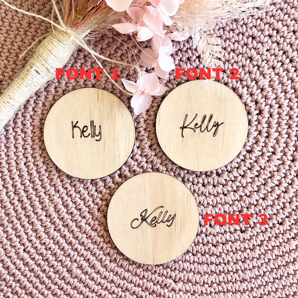 Rustic Round Cross tags Place settings wood