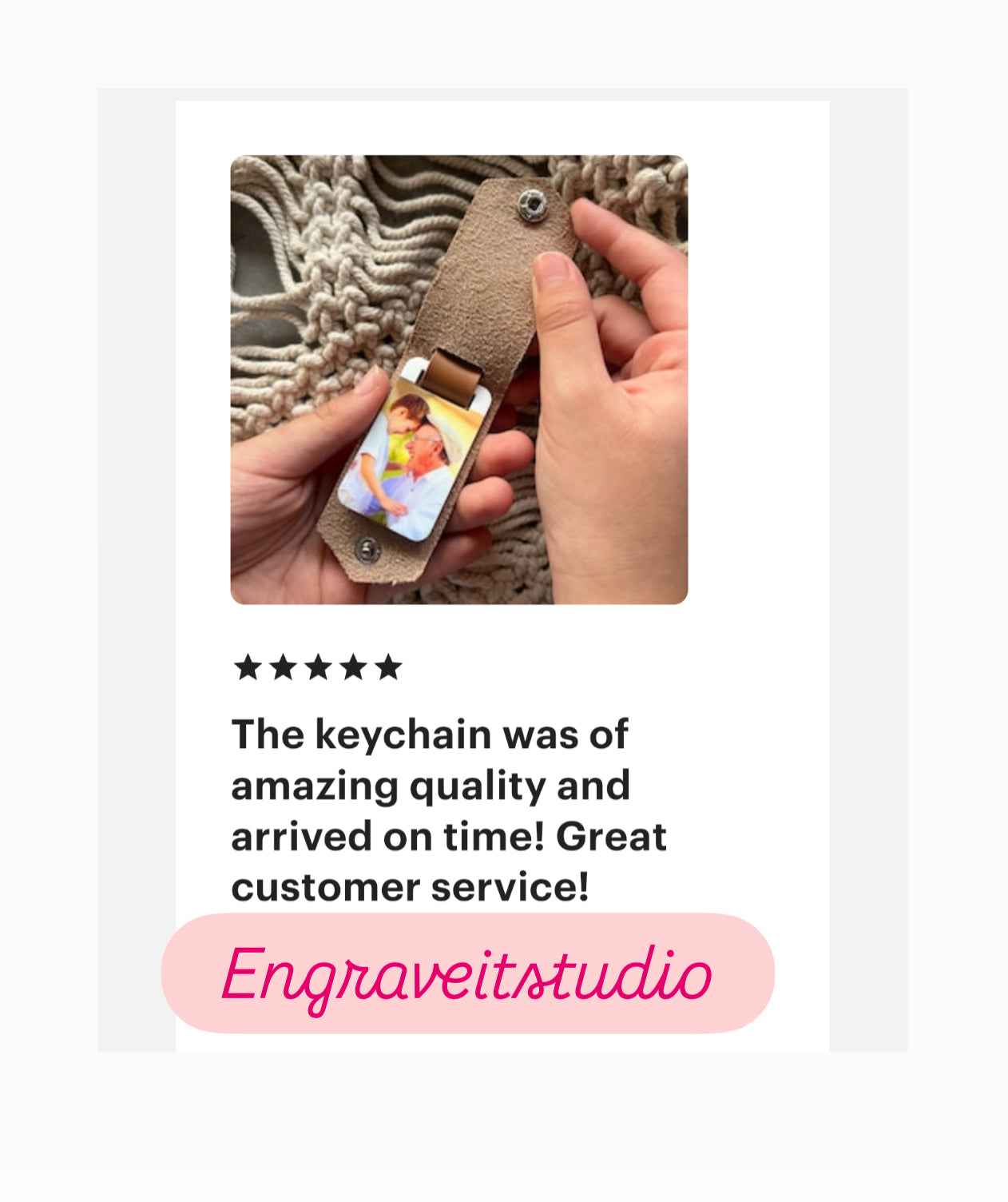 Personalised leather photo key ring engraved for Dad