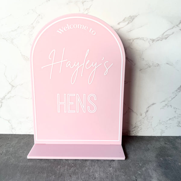 Hens Party Welcome Table Sign Acrylic Personalised