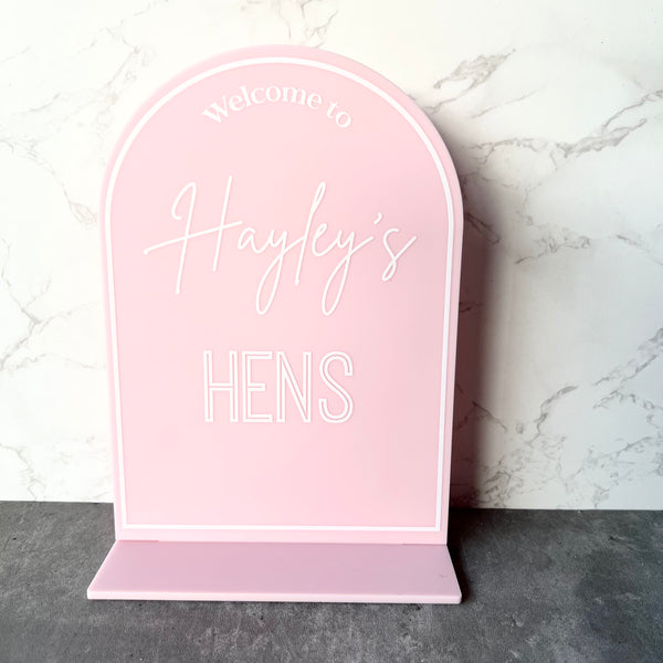 Hens Party Welcome Table Sign Acrylic Personalised