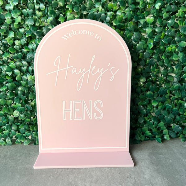 Hens Party Welcome Table Sign Acrylic Personalised