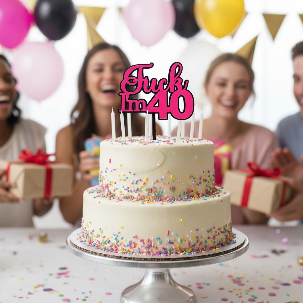 F*ck I'm 40 double layer cake topper Acrylic