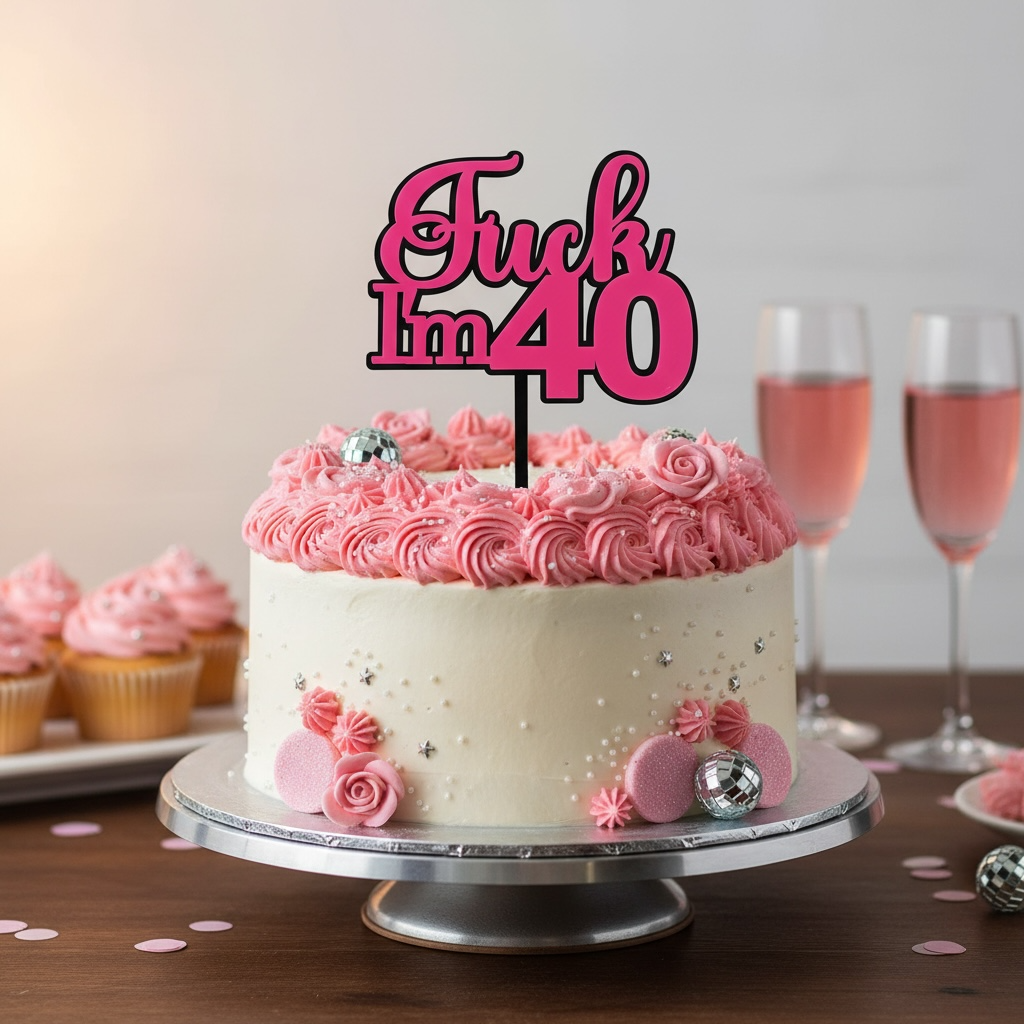 F*ck I'm 40 double layer cake topper Acrylic