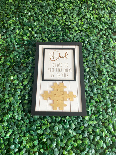 Personalised Dad frame Jigsaw black frame with Gold Puzzle Pieces | Father's day gift