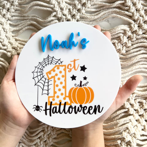 My First Halloween 3D Baby's Personalised plaque sign