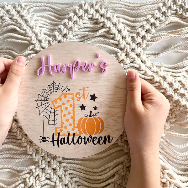 My First Halloween 3D Baby's Personalised plaque sign