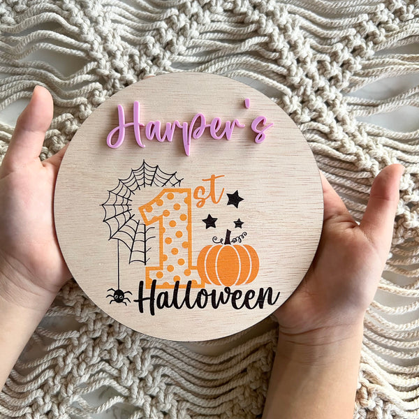 My First Halloween 3D Baby's Personalised plaque sign