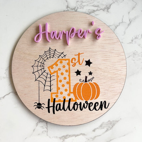 My First Halloween 3D Baby's Personalised plaque sign