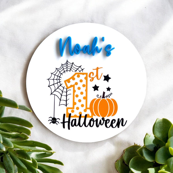 My First Halloween 3D Baby's Personalised plaque sign