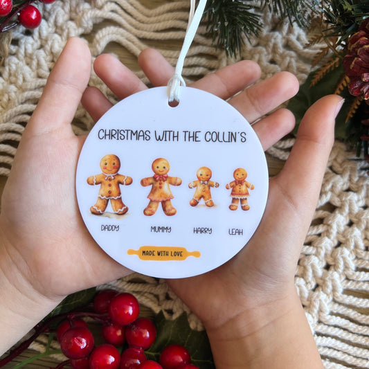 Gingerbread family personalised acrylic ornament | Christmas Ornament | Christmas Ornament | Gift ideas for Christmas | tree decor | custom
