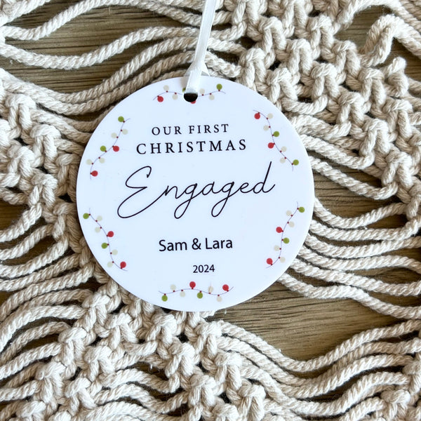 Our First Christmas Engaged Acrylic Personalised ornament