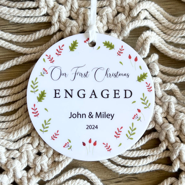 Our First Christmas Engaged Acrylic Personalised ornament